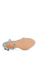 Women's Blue Metallic Thin Heel Sandals | Derimod