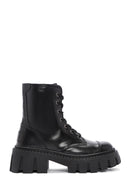 Women's Black Zippered Leather Boots | Derimod