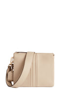 Geox Women's Beige Clarissy Accessory Detailed Leather Crossbody Bag | Derimod
