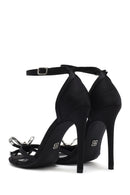 Women's Black Ankle Strap Stone High Thin Heel Shoes | Derimod