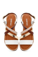 Woman Multicolored Ankle-Buckle Leather Bodrum Sandal | Derimod