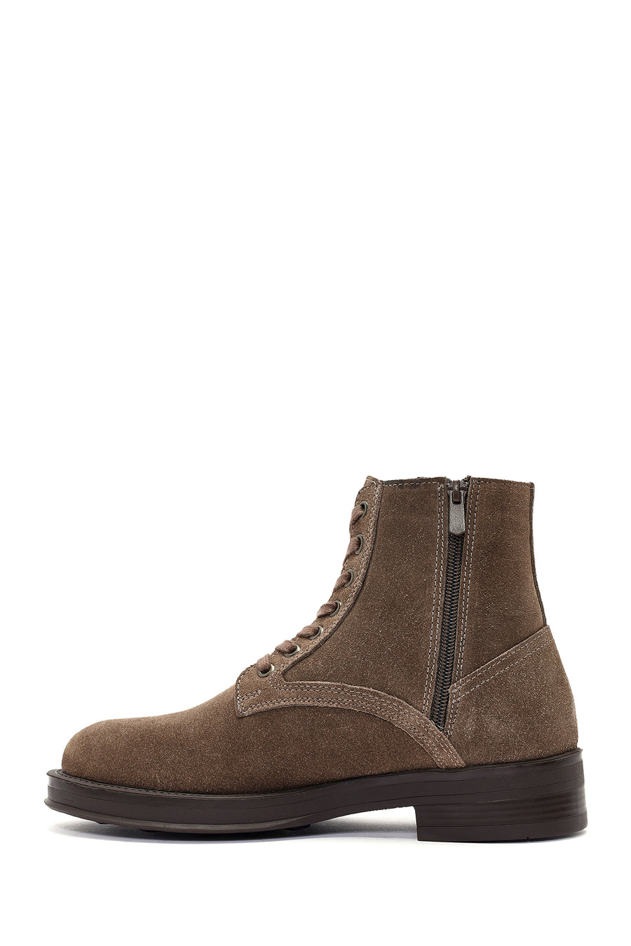 Men's Brown Lace-Up Suede Leather Casual Boots