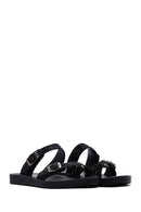 Women's Black Stone Flip Flops | Derimod