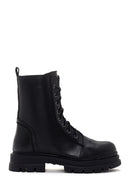 Women's Black Zippered Leather Boots | Derimod