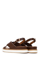 Woman Brown Wedge-Heel Leather Sandal | Derimod