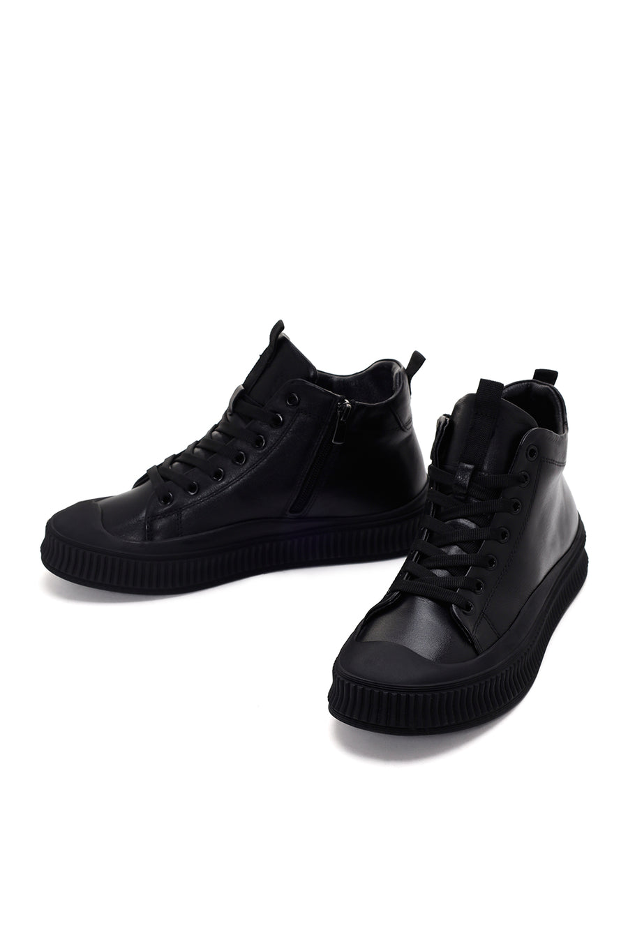 Men's Black Leather High Top Sneaker