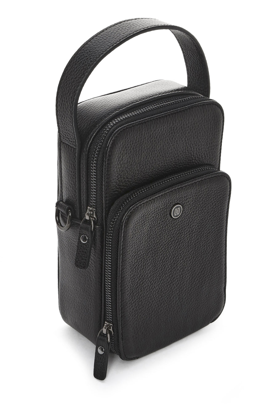 Men's Black Long Strap Leather Handbag
