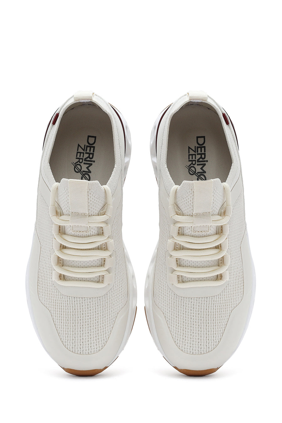 Derimod Zero Women's Cream Laced Fabric Sneakers