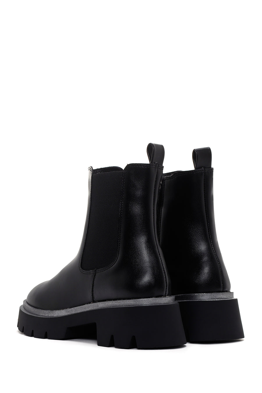 Women's Black Zippered Thick Soled Boots