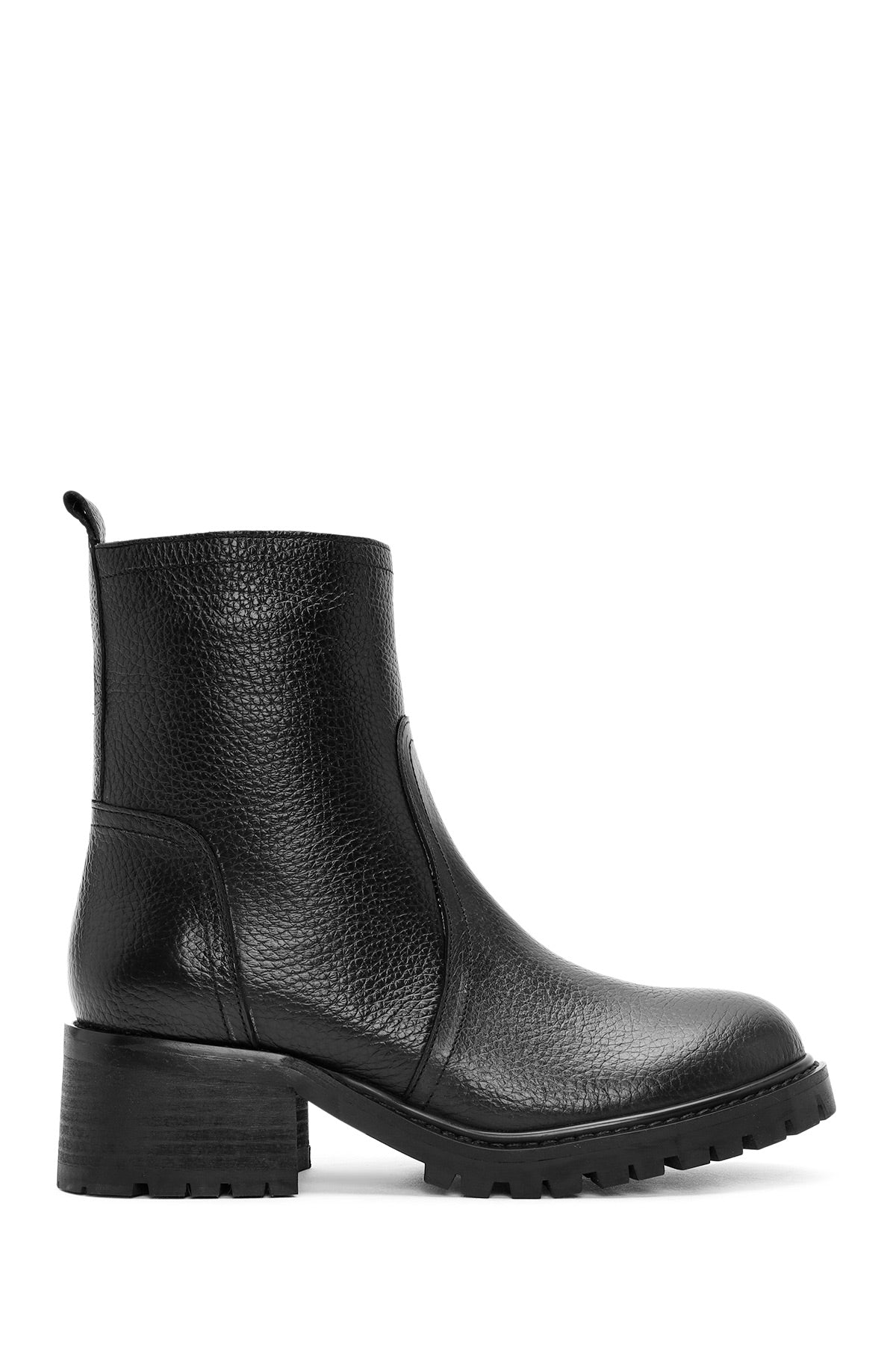 Women's Black Zippered Leather Boots 24WFD1519FT | Derimod