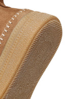Woman Tan Zip Closure Chunky Sole Suede Teddy Boots | Derimod