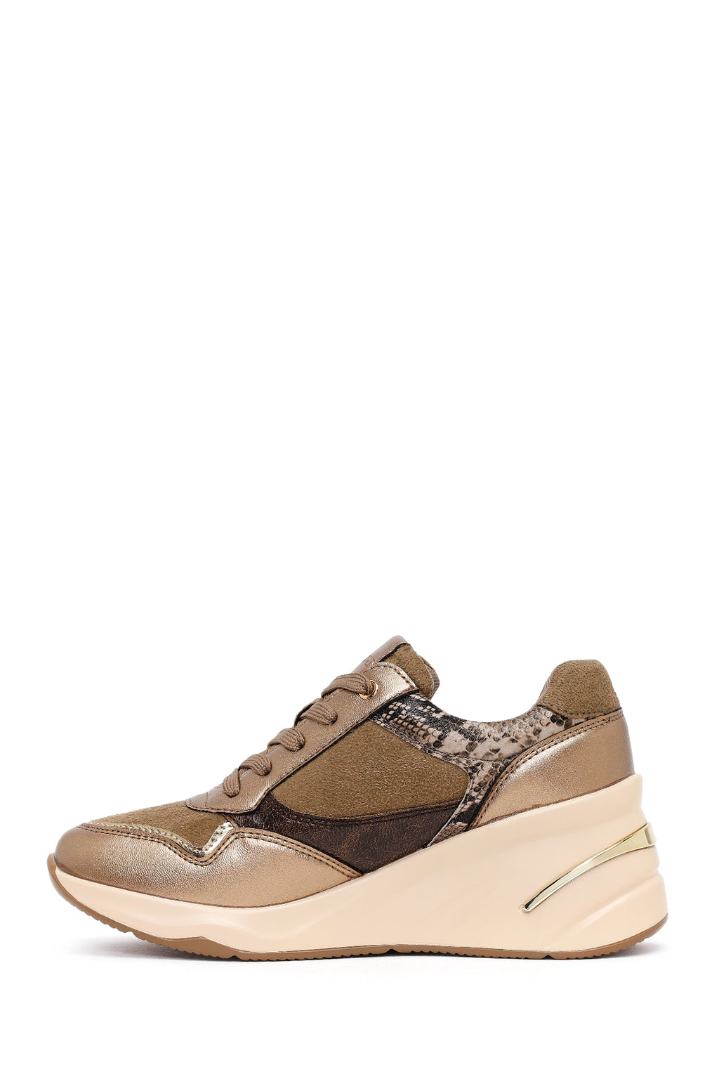 Kadın Vizon Bağcıklı Dolgu Topuklu Sneaker