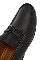 Men's Black Buckled Leather Loafer | Derimod