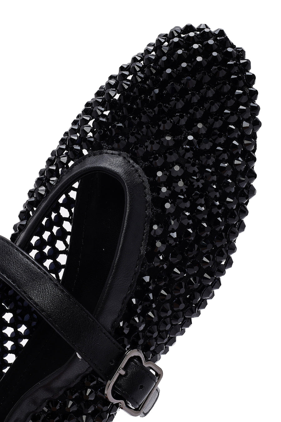 Women's Black Mesh Stoned Ballerinas