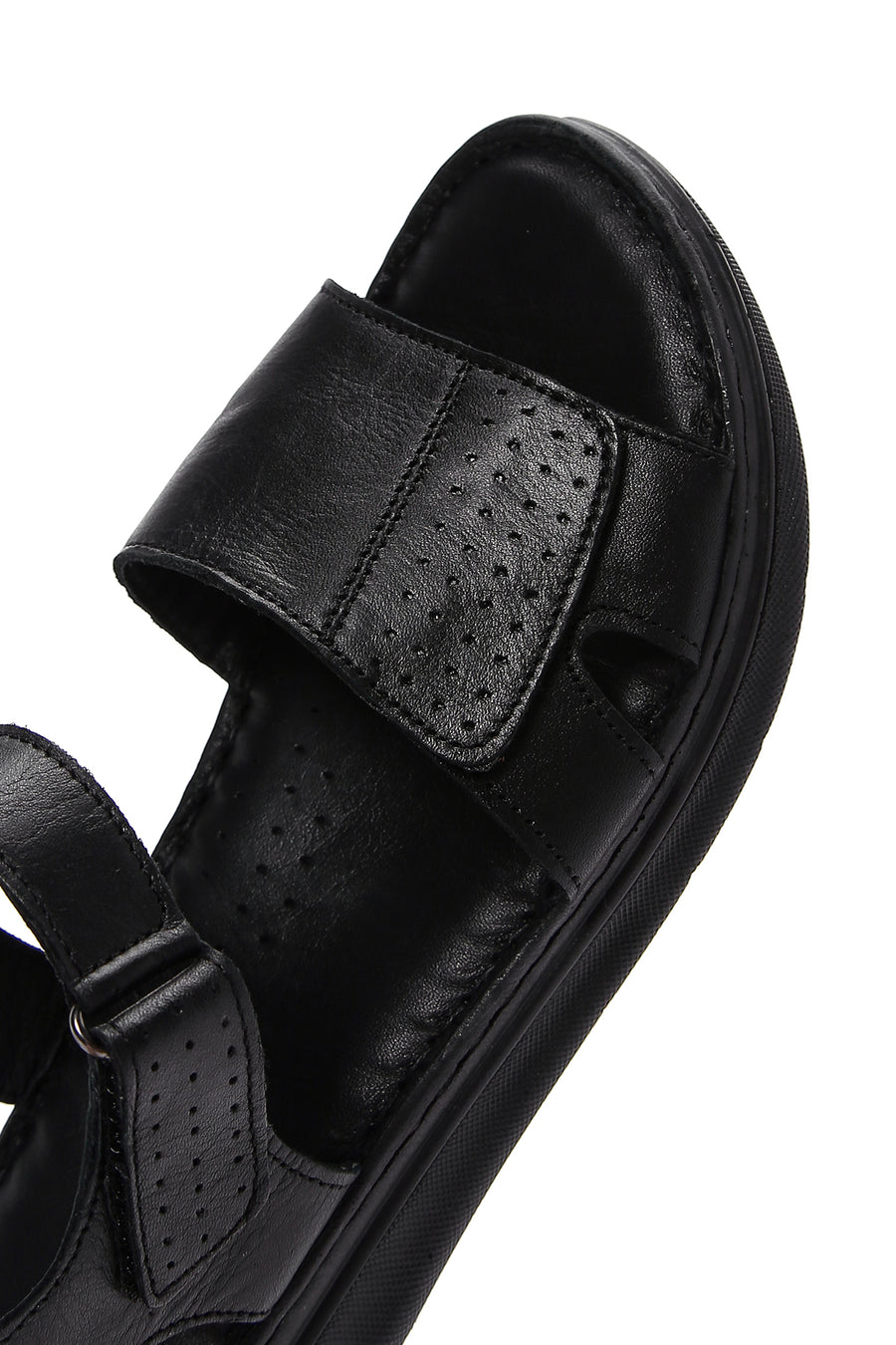 Women's Black Ankle Strap Leather Comfort Sandals