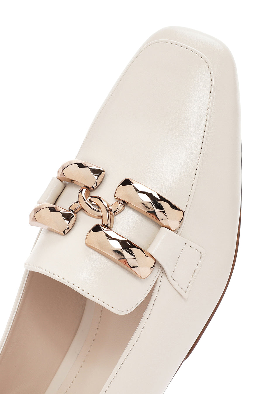 Women's White Buckled Masculine Loafer