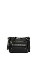 Women's Black Long Strap Crocodile Patterned Crossbody Bag | Derimod