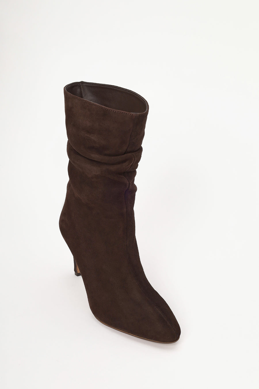 Woman Brown Thin-heeled Suede Boots