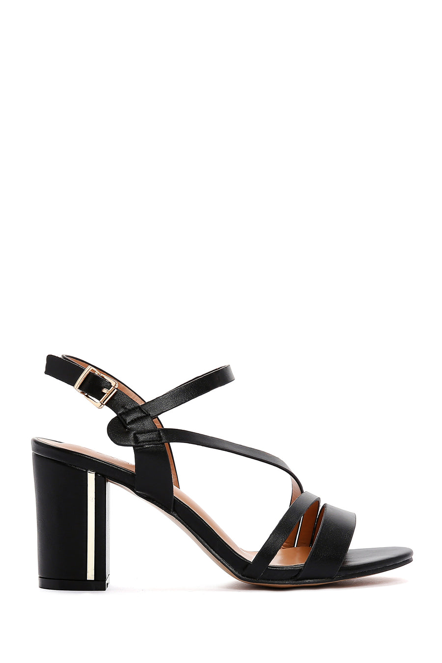 Women's Black Ankle Strap Thick Heeled Sandals 25SFE462118 | Derimod