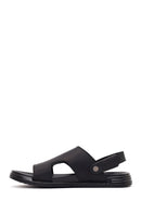 Male Black Nubuck Leather Sandals | Derimod