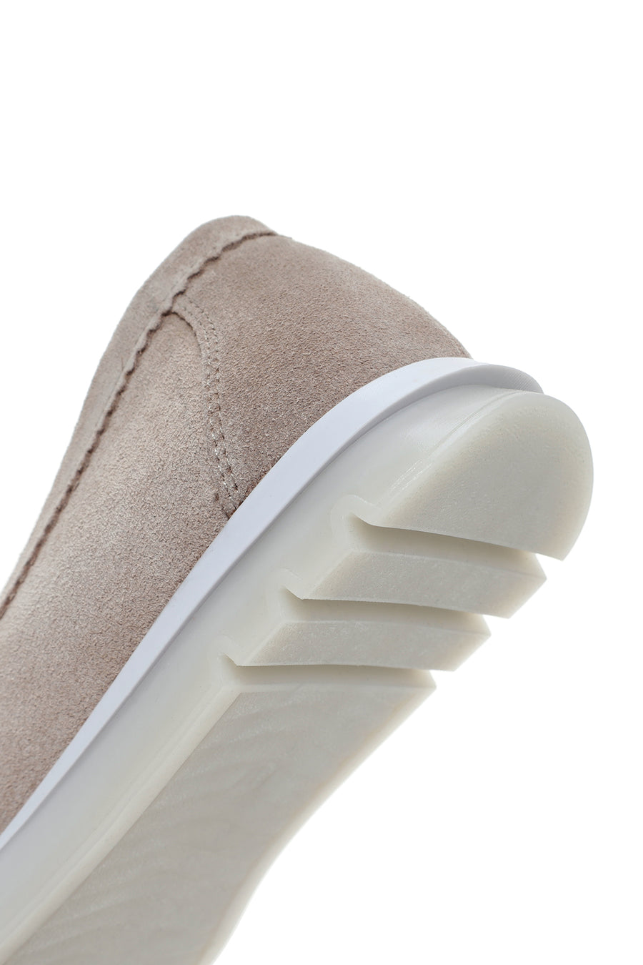 Kadın Bej Tokalı Süet Deri Comfort Loafer