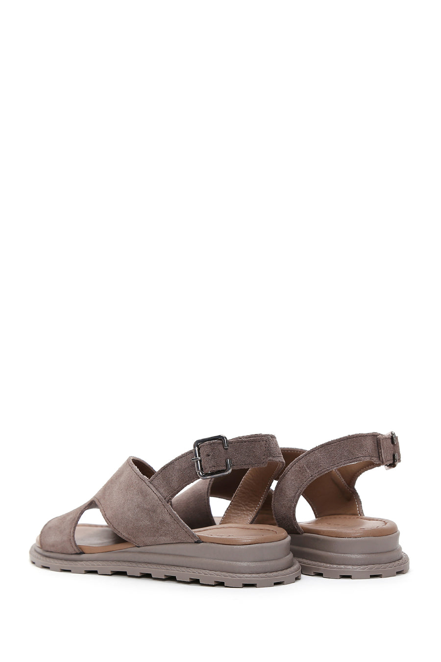 Women's Mink Ankle Strap Suede Leather Sandals