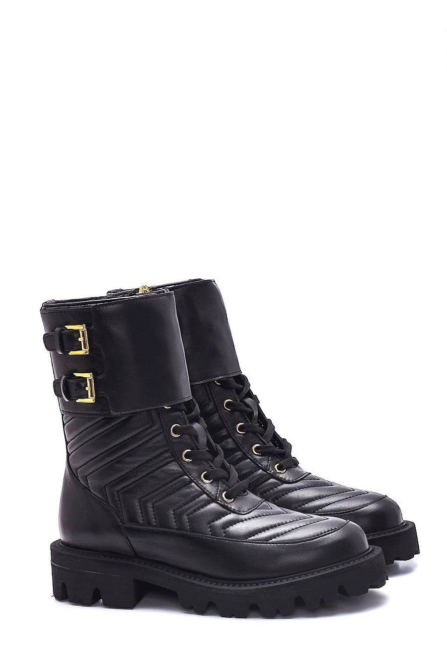 Women's Leather Quilted Boots