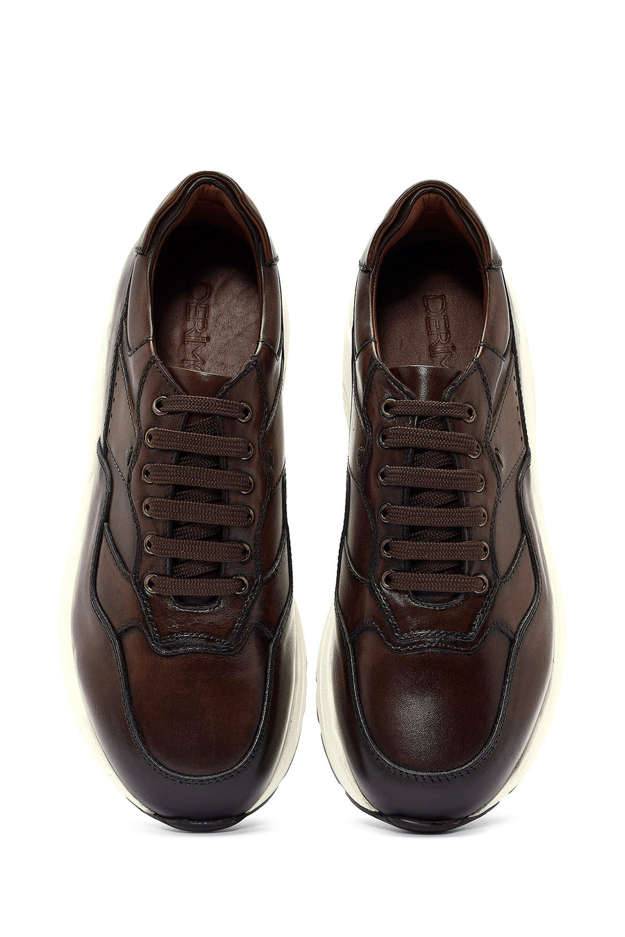 
Men's Brown Thick-Soled Lace-Up Leather Sneaker
