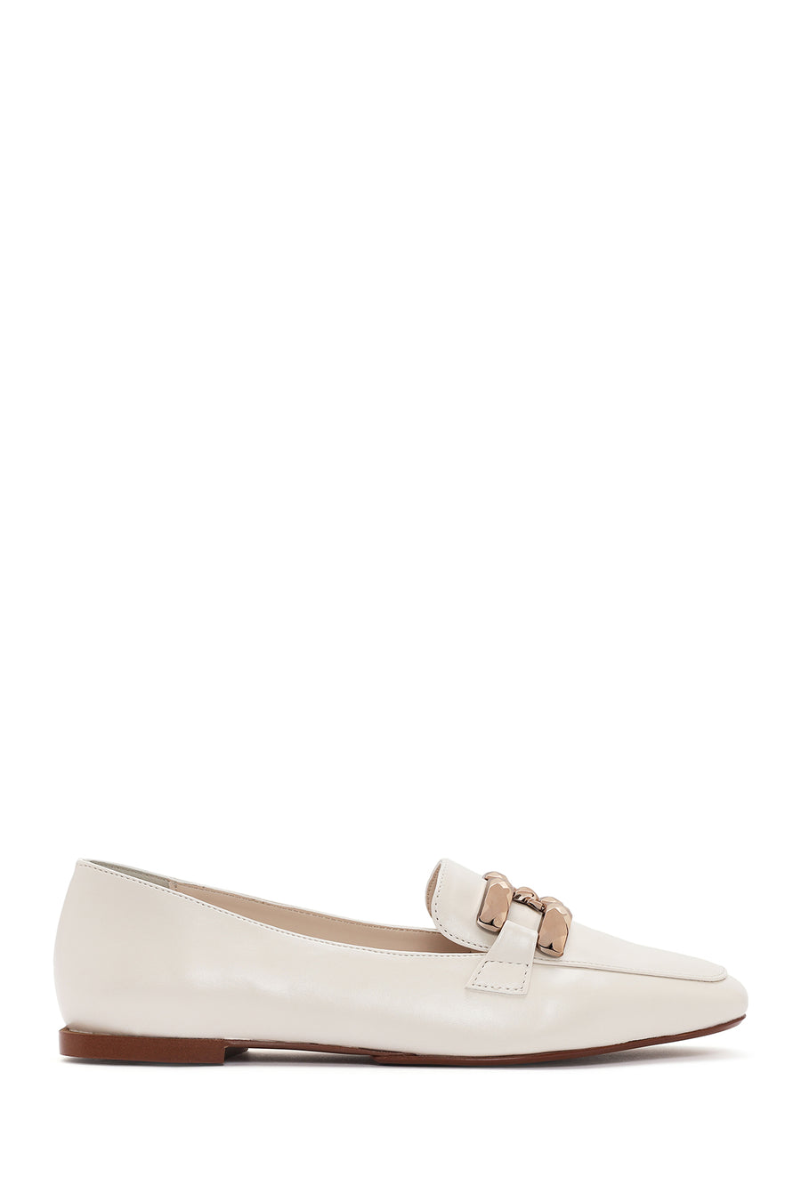 Women's White Buckled Masculine Loafer 25SFE400418 | Derimod
