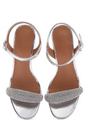 Women's Silver Ankle Strap Stone Sandals | Derimod