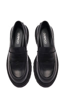 Kadın Siyah Kalın Tabanlı Deri Maskülen Loafer | Derimod