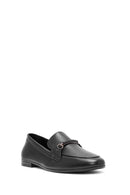 Women's Black Buckle Detailed Leather Masculine Loafer | Derimod