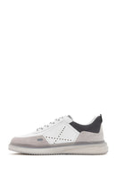 Men's White Laced Thick Heeled Leather Casual Sneaker | Derimod