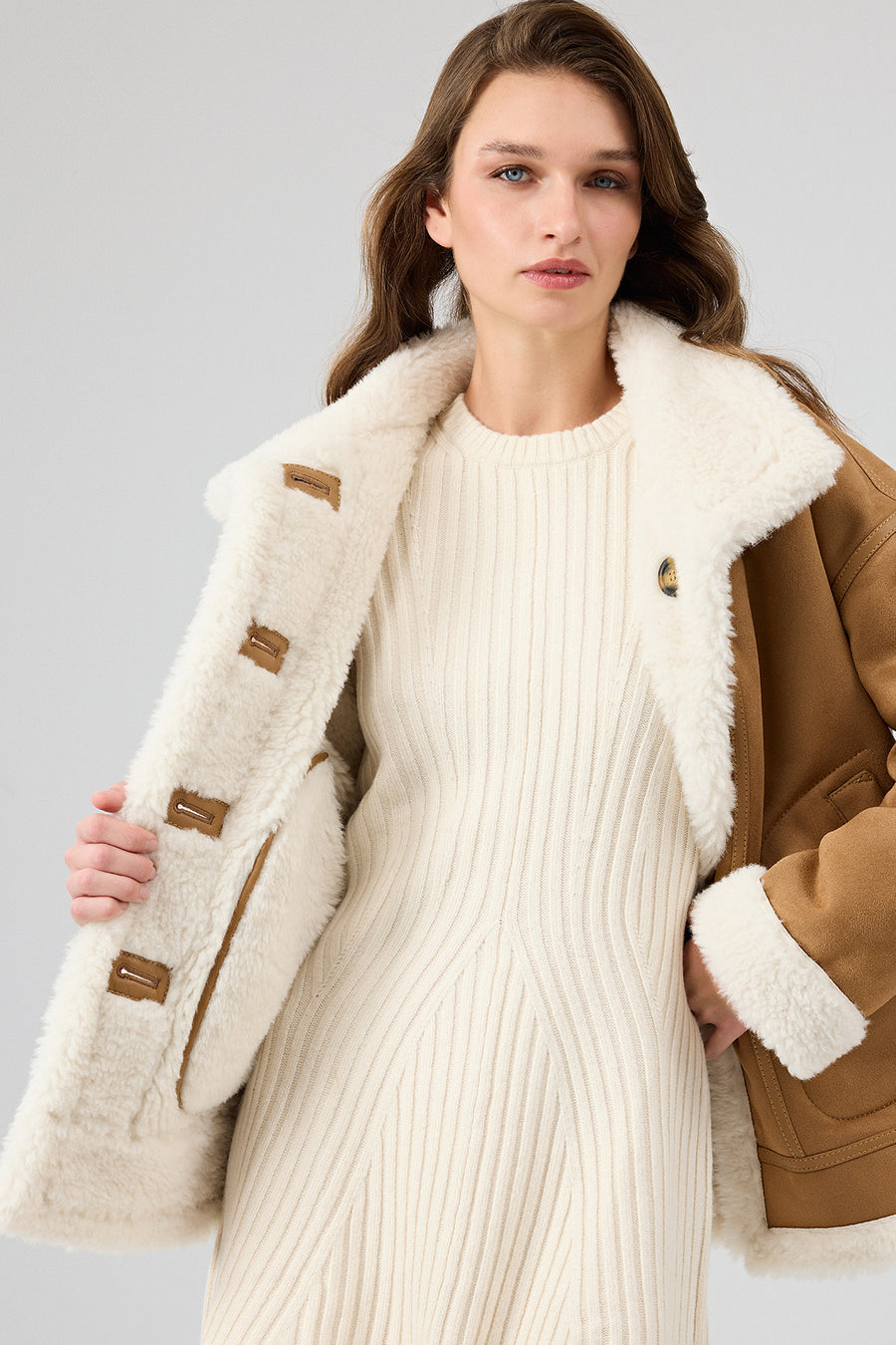 Oslo Woman Camel Double-Sided Teddy Coat