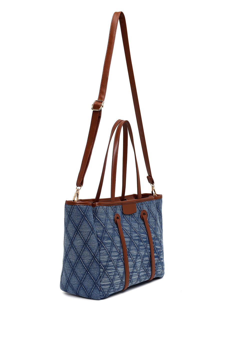 Woman Blue Jean Fabric Long-Strap Shoulder Bag