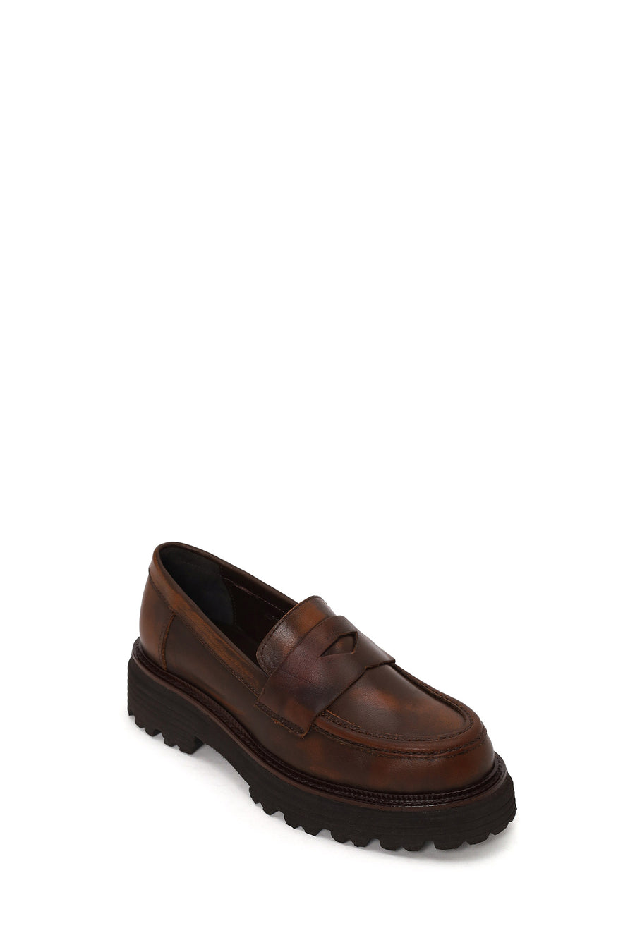 Kadın Kahverengi Kalın Tabanlı Deri Maskülen Loafer