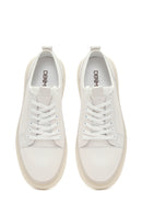 Men's White Lace-up Thick-Sole Leather Sneaker | Derimod