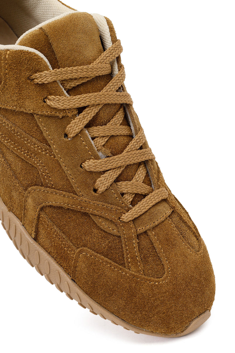 Kadın Camel Bağcıklı Süet Deri Sneaker