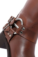 Women's Brown Leather Buckle Boots | Derimod