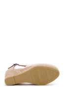 Women's Beige Ankle Strap Wedge Heeled Espadrille | Derimod