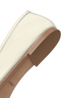Woman White Leather Ballerine Shoes | Derimod