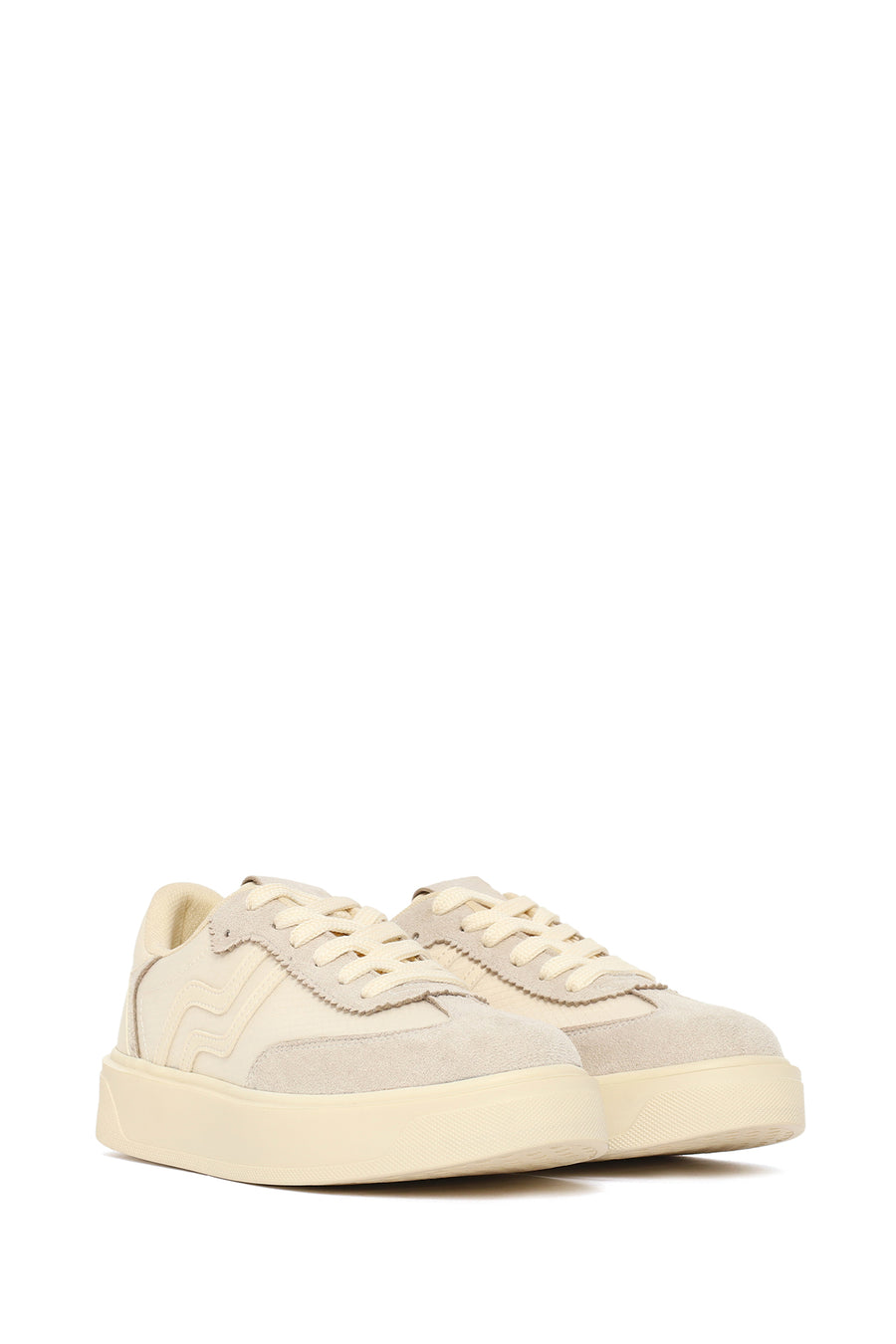 Woman Beige Lace-up Sneakers