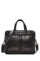 Men's Black Long Strap Leather Briefcase | Derimod