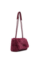 Women's Burgundy Long Strap Plush Crossbody Bag | Derimod