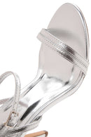 Kadın Gümüş Metalik İnce Topuklu Sandalet | Derimod