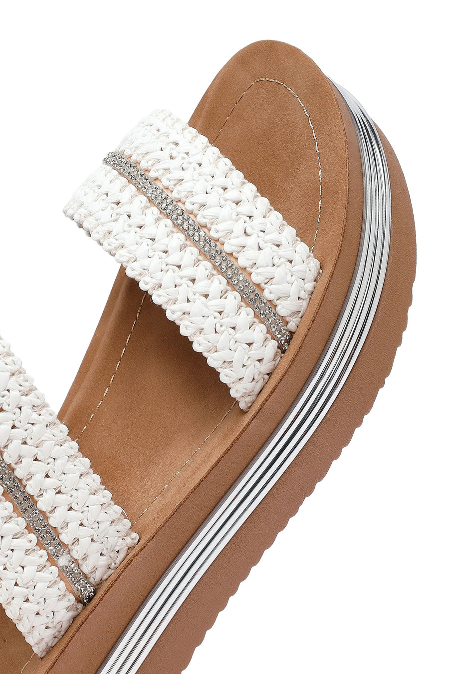 Women's White Thick-Soled Braided Sandals