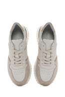 Women's Beige Lace-up Leather Sneaker | Derimod