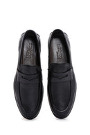 Men's Black Leather Printed Classic Loafer | Derimod