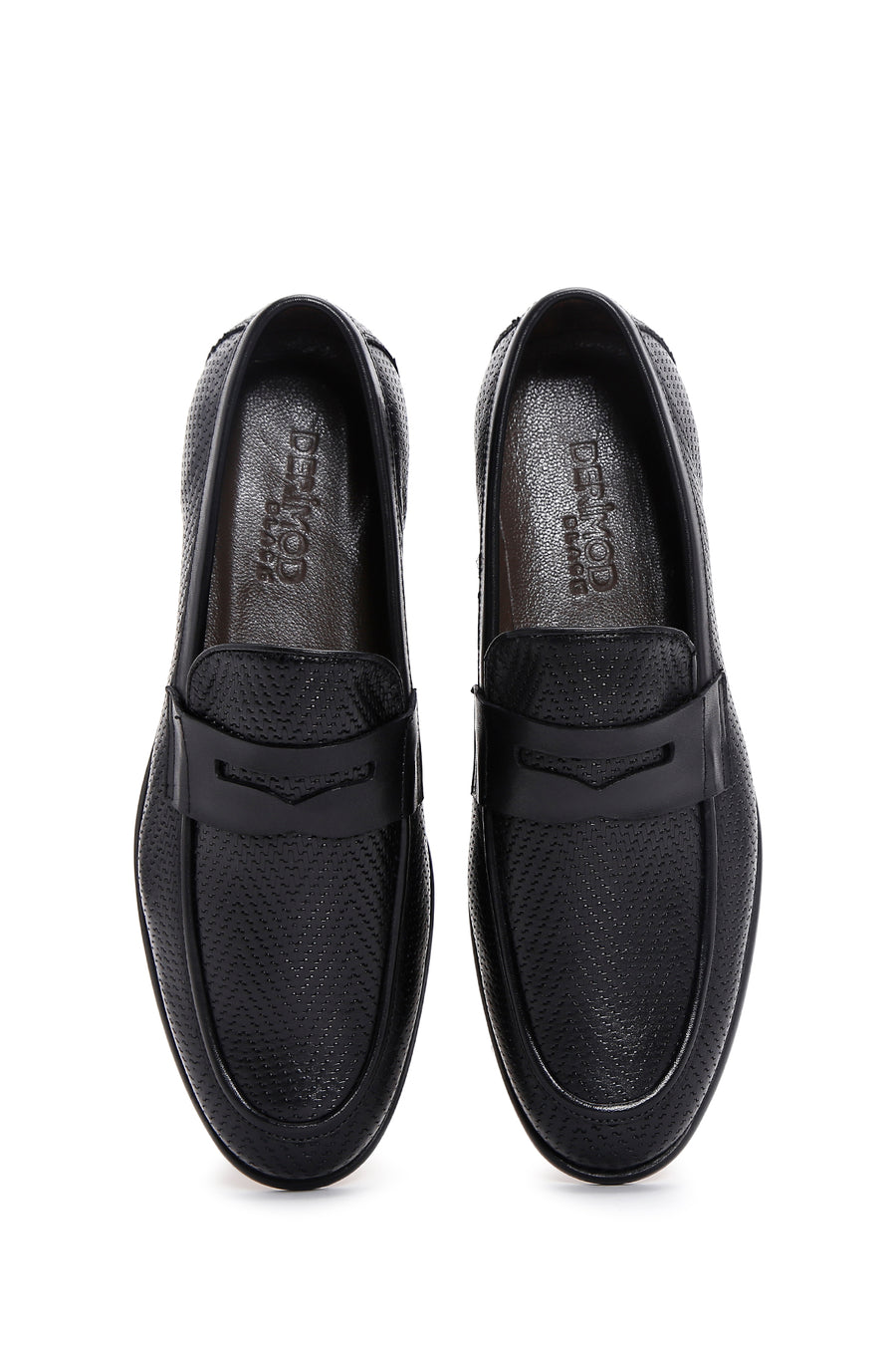 Erkek Siyah Deri Baskılı Klasik Loafer