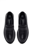 Kadın Siyah Kalın Tabanlı Deri Maskülen Loafer | Derimod